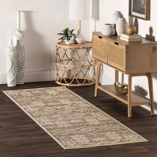 Beige Textured Bohemian Area Rug 152 cm x 244 cm