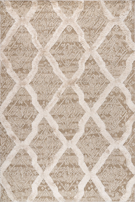 Beige Textured Diamond Pattern Area Rug 120x180 cm