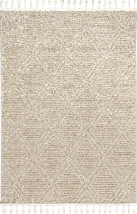 Beige Textured Diamond Pattern Area Rug 152x244 cm