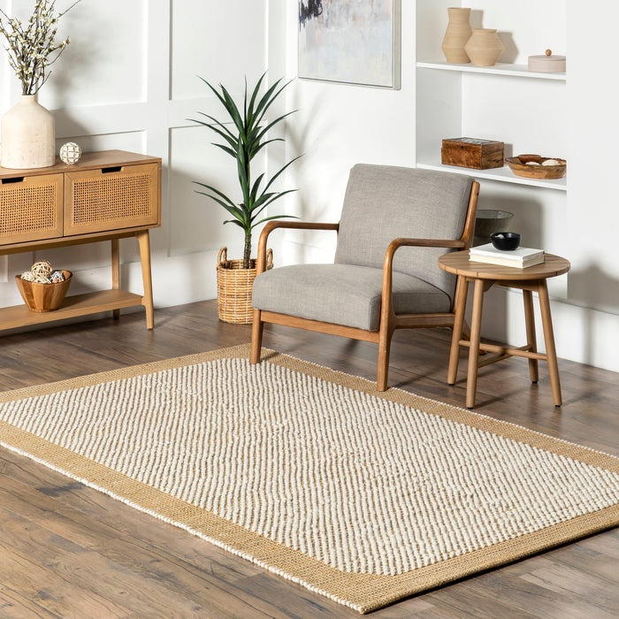 Beige Textured Farmhouse Area Rug 120x180 cm