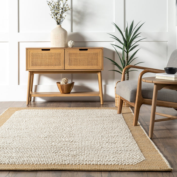 Beige Textured Farmhouse Area Rug 120x180 cm