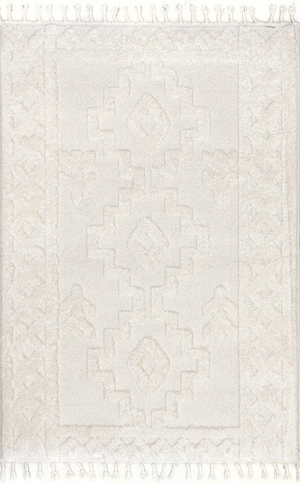 Beige Textured Farmhouse Area Rug 140x200 cm