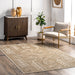 Beige Textured Symbolic Area Rug For Home Decor