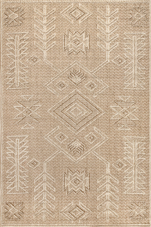 Beige Textured Symbolic Area Rug For Home Decor