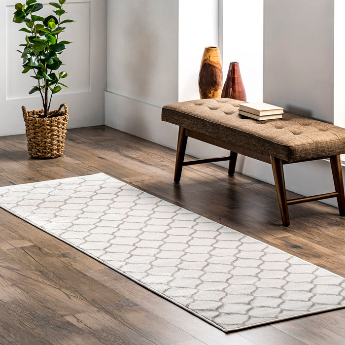 Beige Trellis Area Rug 100% Polypropylene 150x230 cm