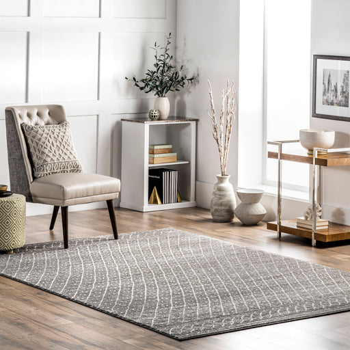 Beige Trellis Area Rug 150x210 cm for High-Traffic Spaces