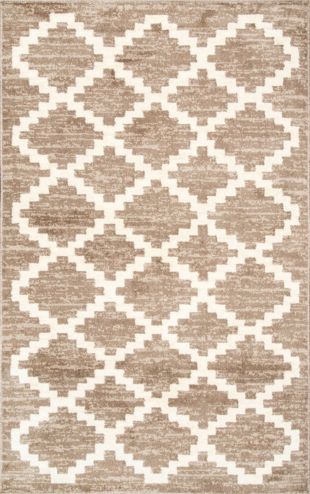 Beige Trellis Area Rug 160 cm for Living Room