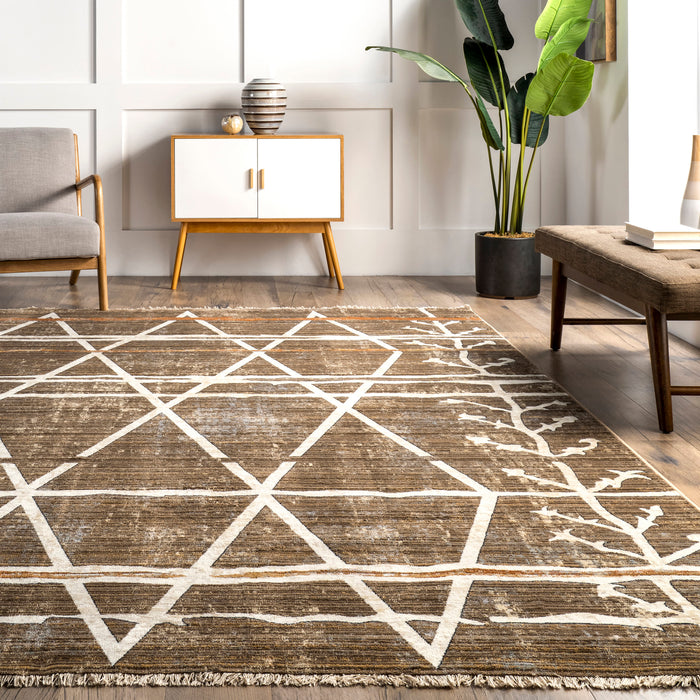 Beige Trellis Area Rug 160x230 cm