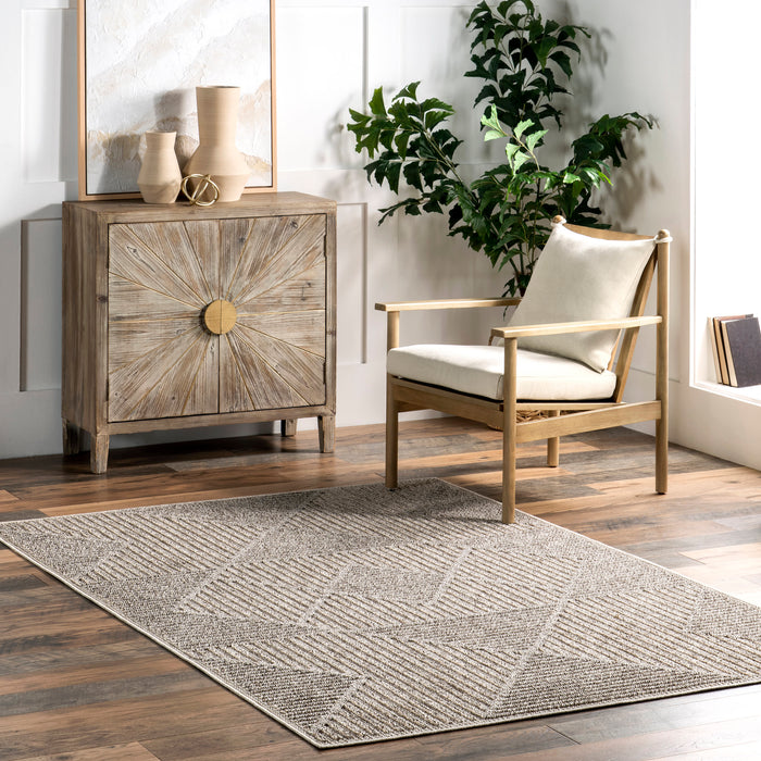 Beige Trellis Area Rug for Indoor and Outdoor Use