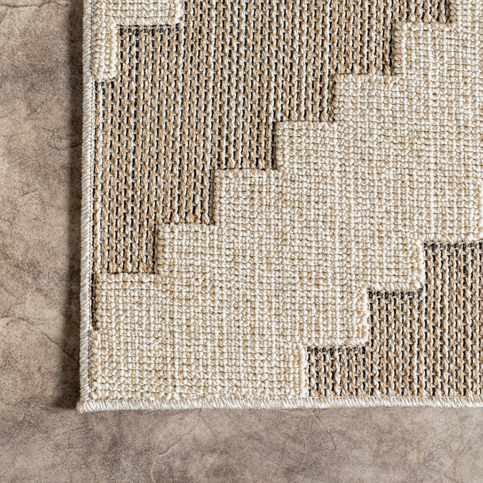 Beige Trellis Area Rug for Indoor and Outdoor Use