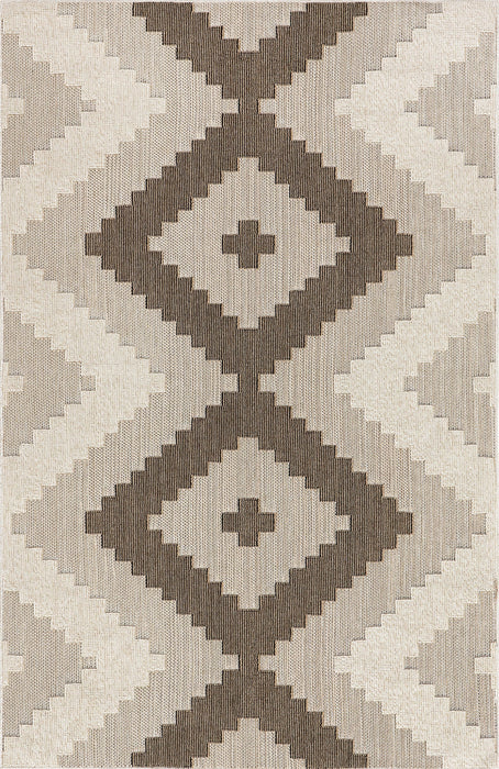 Beige Trellis Area Rug for Indoor and Outdoor Use