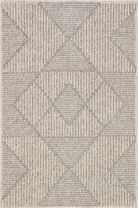 Beige Trellis Area Rug for Indoor and Outdoor Use