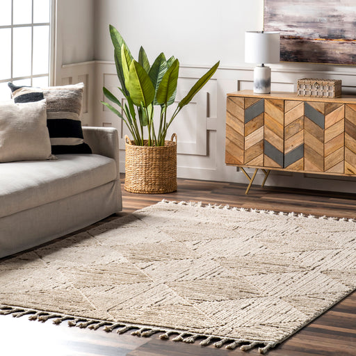 Beige Trellis Area Rug for Modern and Traditional Decor