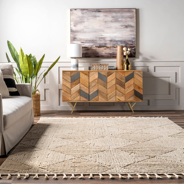 Beige Trellis Area Rug for Modern and Traditional Decor