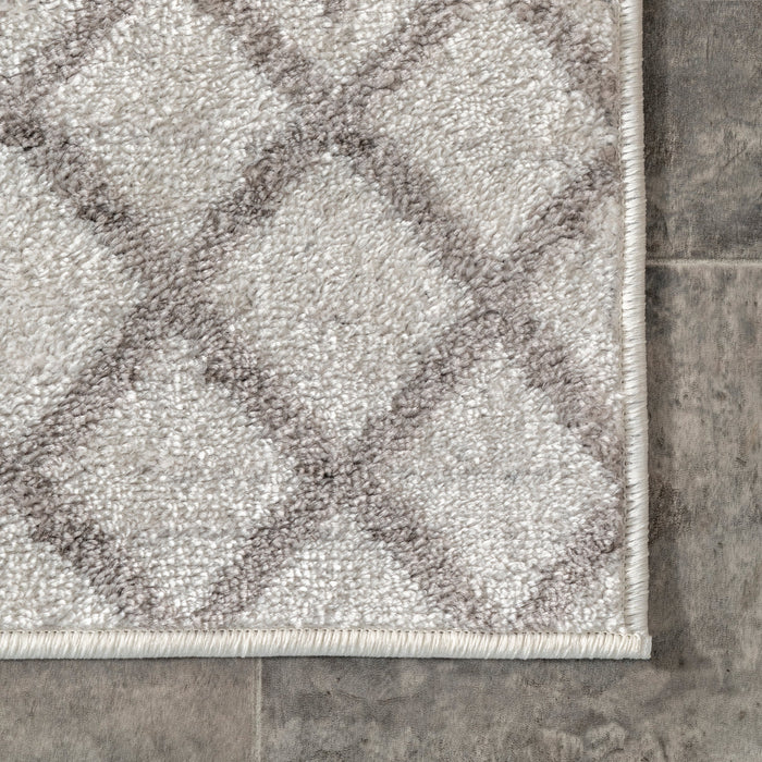 Beige Trellis Area Rug for Rustic Decor