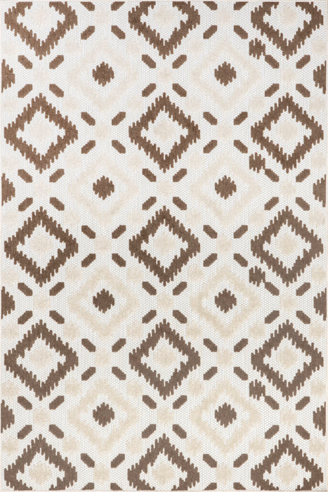 Beige Trellis Indoor Outdoor Area Rug 120x180 cm