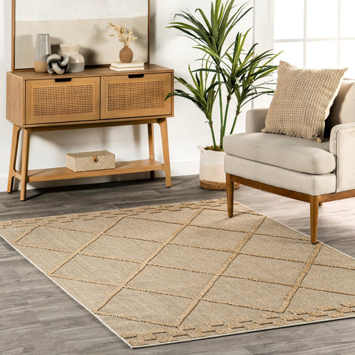 Beige Trellis Indoor Outdoor Area Rug 140x200 cm