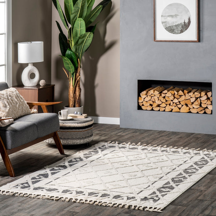 Beige Trellis Pattern Area Rug 120x180 cm