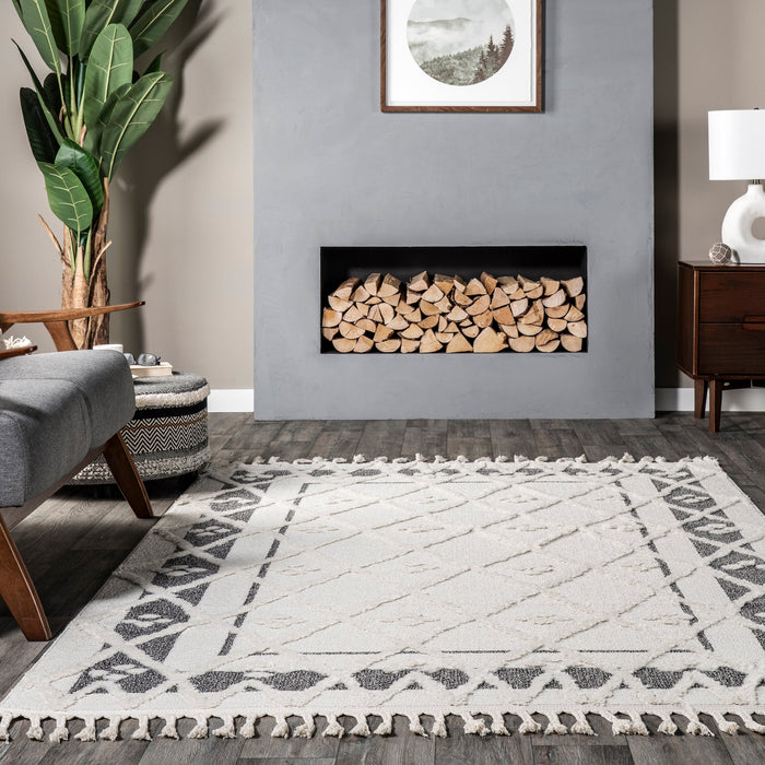 Beige Trellis Pattern Area Rug 120x180 cm