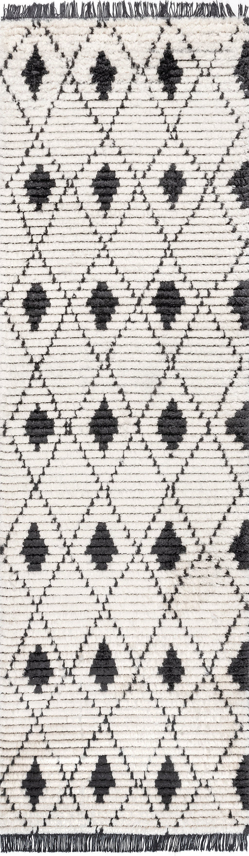 Beige Trellis Pattern Rug with Tassels for Living Room