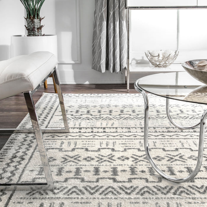 Beige Tribal Area Rug For Living Room And Bedroom