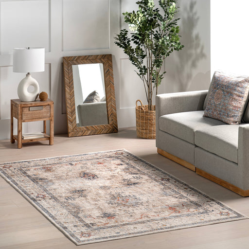 Beige Vintage Area Rug for High-Traffic Spaces