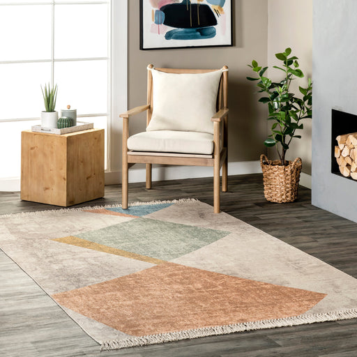 Beige Vintage Diamond Area Rug 140x200 cm