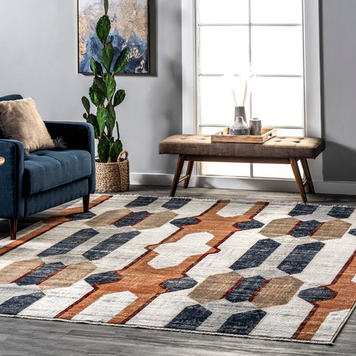 Beige Vintage Geometric Area Rug 150x230 cm