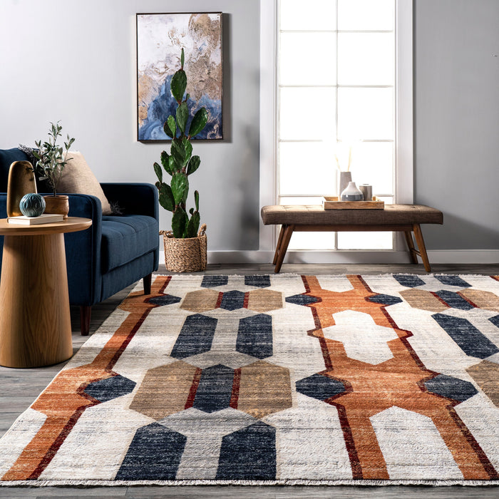 Beige Vintage Geometric Area Rug 150x230 cm