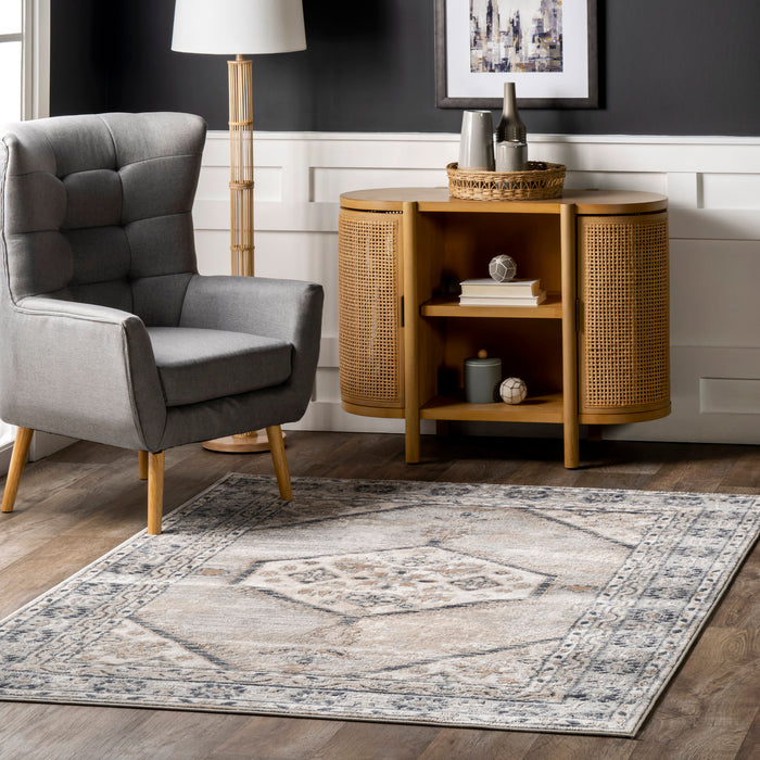 Beige Vintage Medallion Area Rug 150 cm x 240 cm