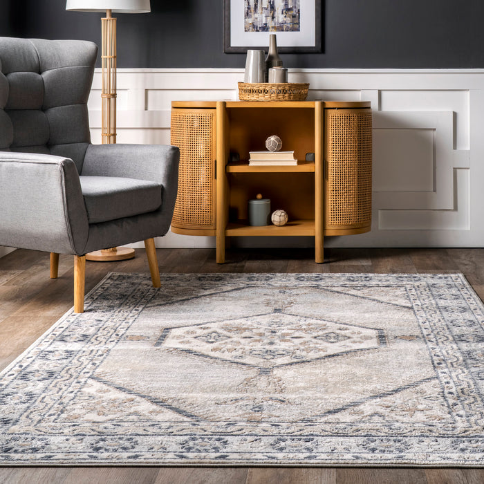 Beige Vintage Medallion Area Rug 150 cm x 240 cm