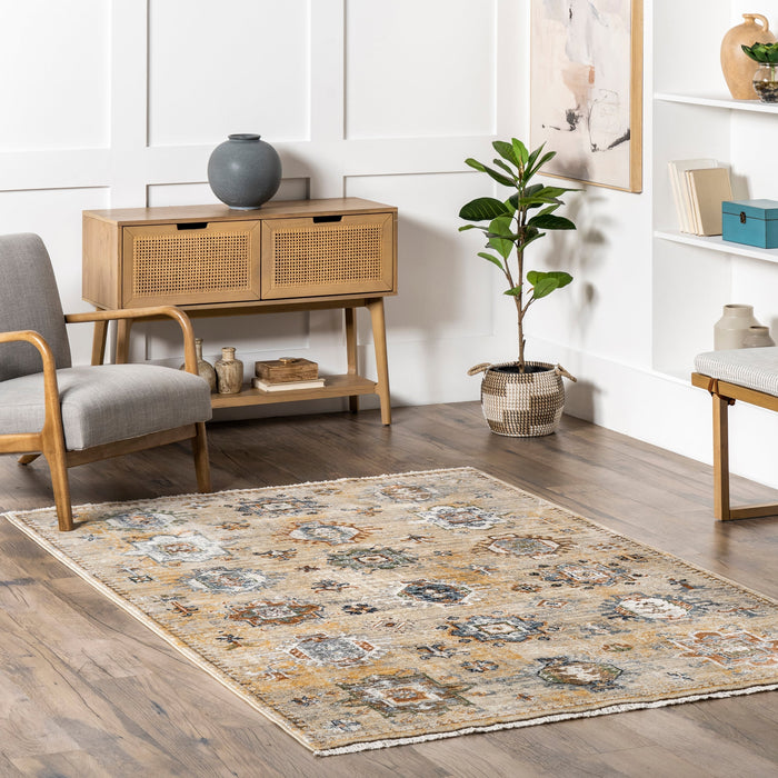 Beige Vintage Medallion Area Rug 160x230 cm