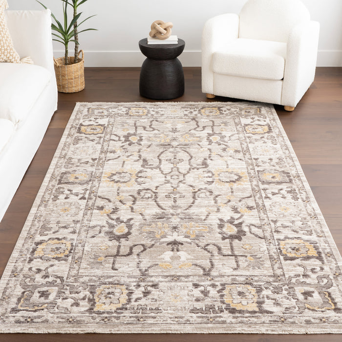 Tappeto con medaglione vintage beige 160x230 cm