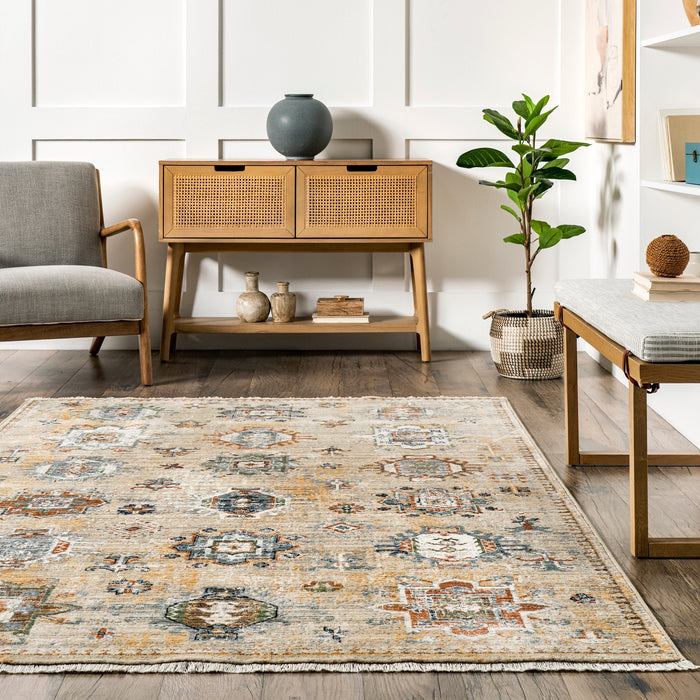 Beige Vintage Medallion Area Rug 160x230 cm