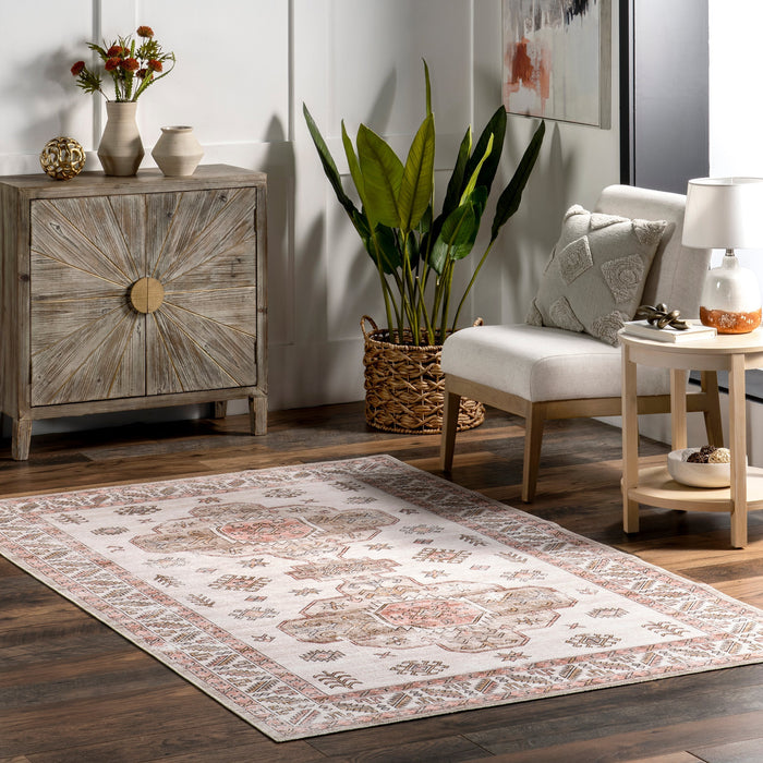 Beige Washable Area Rug 120x180 cm For Home Decor