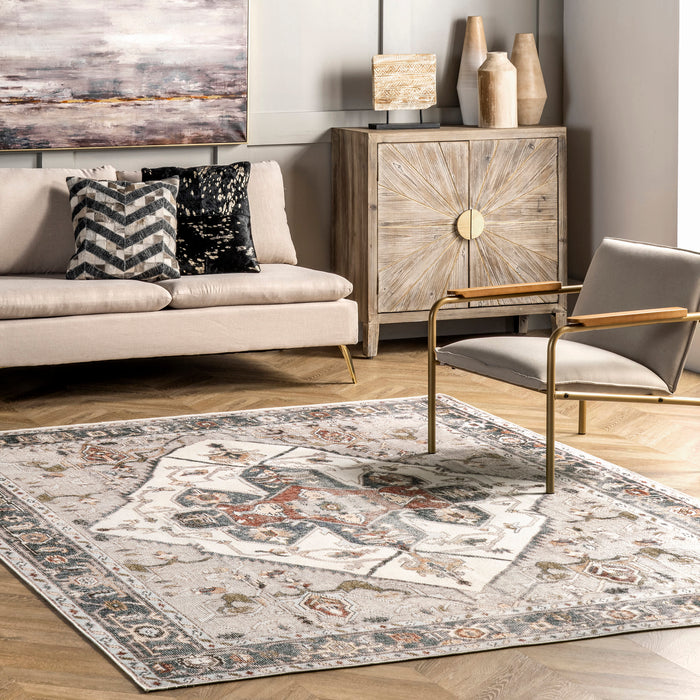 Beige Washable Area Rug 150x240 cm for Home Decor