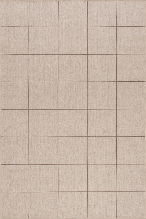 Beige Washable Checkered Area Rug for Comfortable Living