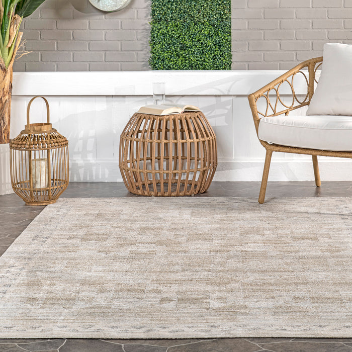 Beige Washable Indoor Outdoor Area Rug 152x244 cm