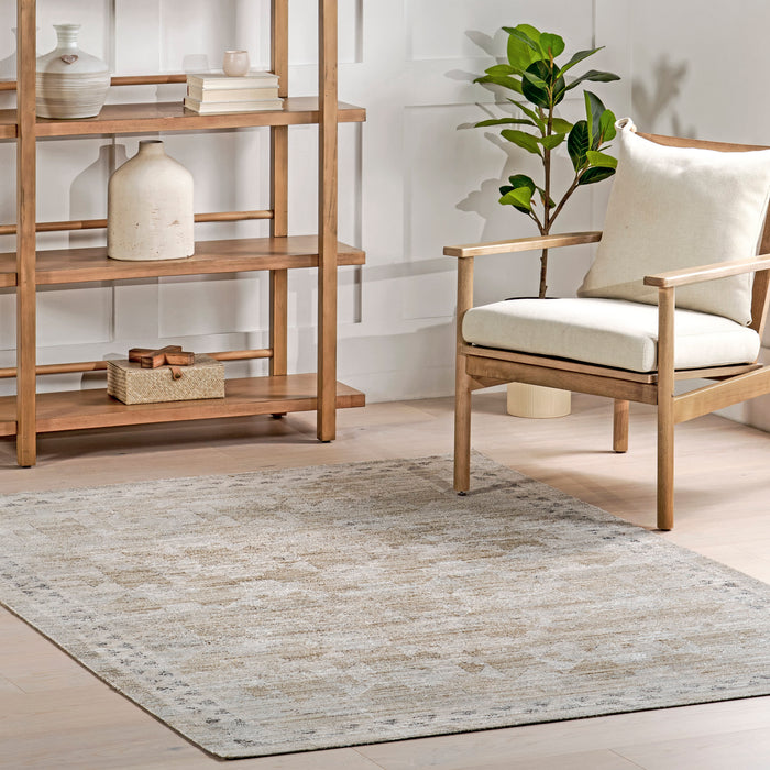 Beige Washable Indoor Outdoor Area Rug 152x244 cm