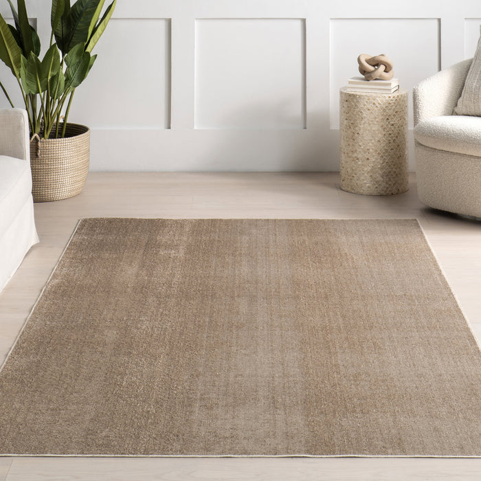 Beige Washable Nori Solid Textured Area Rug 132x183 cm