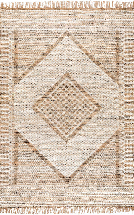 Beige Wool Diamond Area Rug 120x180 cm