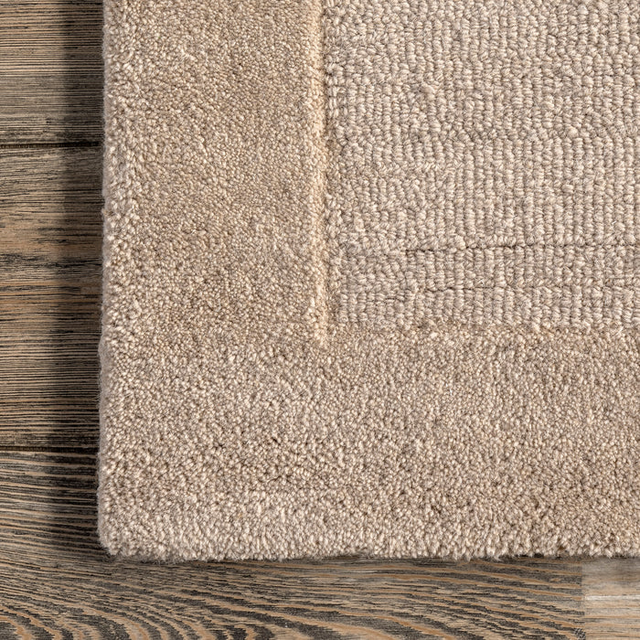 Beige Wool Monochrome Area Rug 140x200 cm