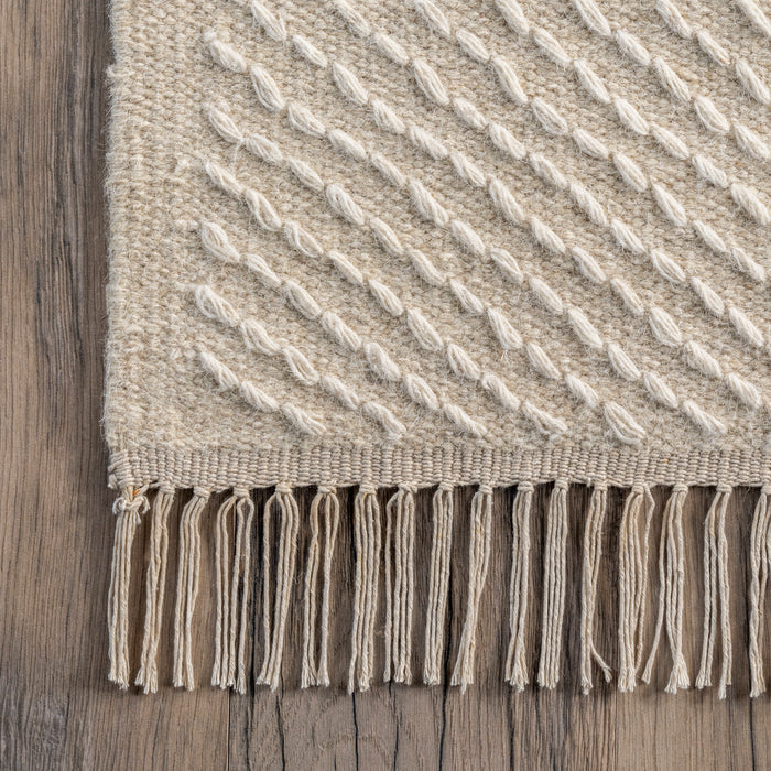 Beige Wool Trellis Area Rug 150x240 cm