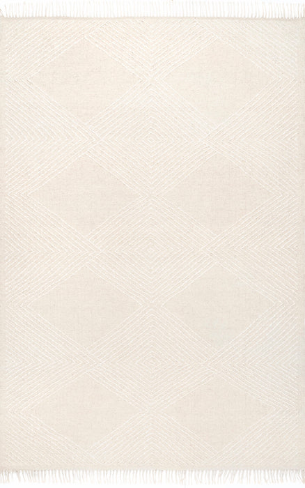 Beige Wool Trellis Area Rug 150x240 cm