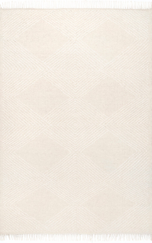 Beige Wool Trellis Area Rug 150x240 cm