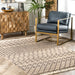 Beige Wool Trellis Area Rug for Modern Living Spaces