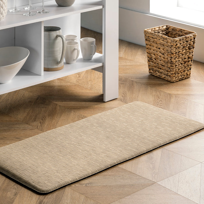 Beige Woven Anti-Fatigue Mat for Kitchen and Home Office