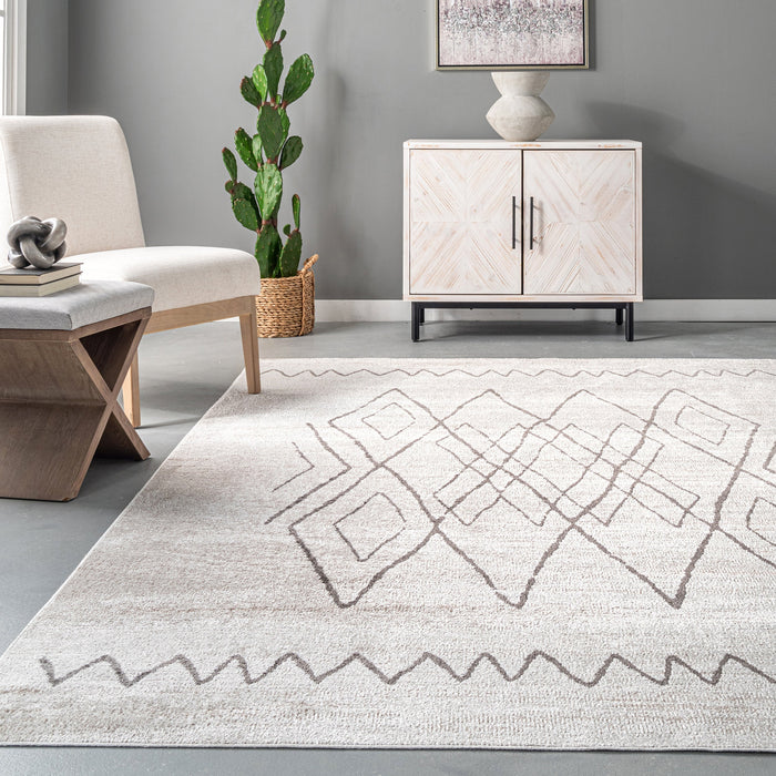 Beige Zig Zag Washable Area Rug 120x180 cm