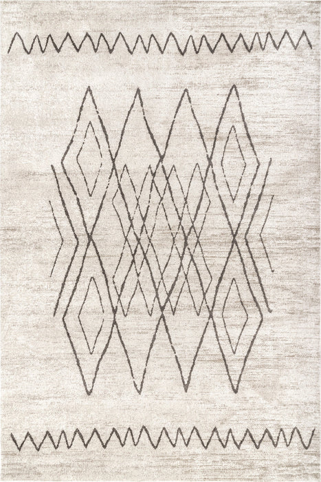 Beige Zig Zag Washable Area Rug 120x180 cm