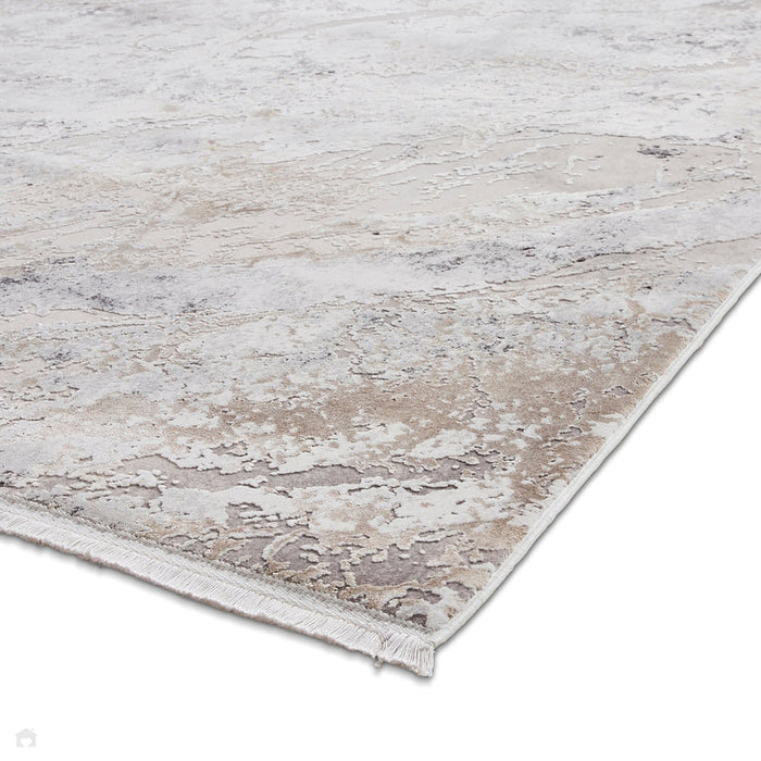 Bellagio 3006 Modern Abstract Distressed Marbled Metallic Shimmer Textured Ultra High-Density Soft Flat Pile Beige Rug